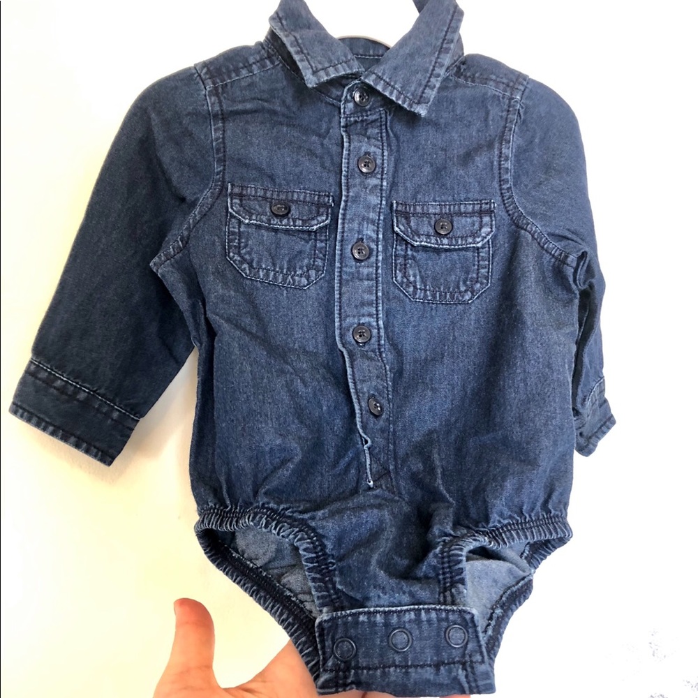 OSH KOSH Denim Style Button Up Onesie